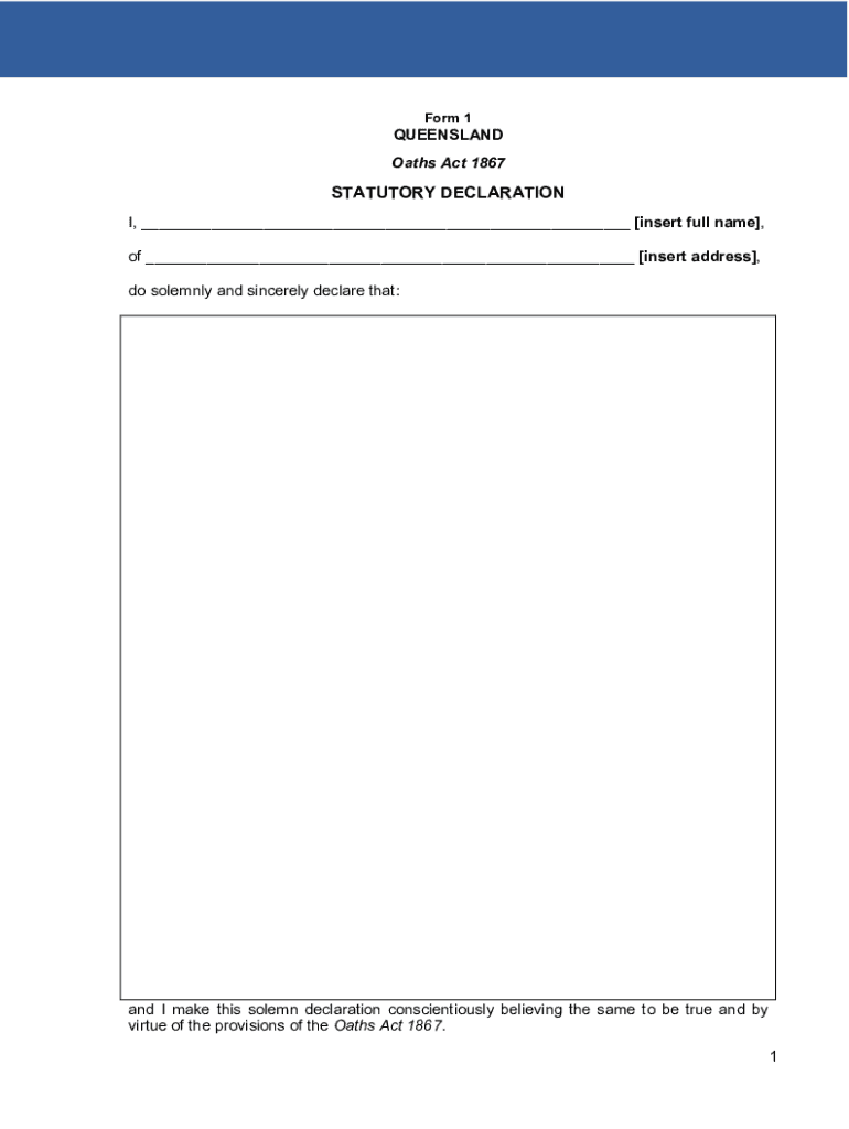 Statutory Declaration Resources Safety and Health Queensland 2022